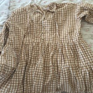 The Lullaby Club Tan Gingham Avalon Dress
